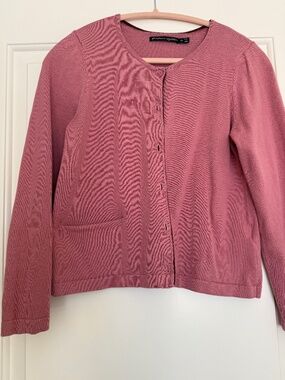 Gudrun Sjodens organic cotton cardigan in 'stone pink '.